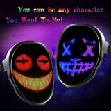 Dropshipping Night Club DIY Patterns LED Glowing Mask Scary Programmable Halloween LED Full Face Party Mask