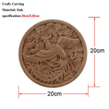 Chinese Dragon and Phoenix Mascot Unpainted Retro Line Wood Decals