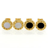 Round Pearl Shell Jewelry Roman Numerals Stylish Two Side Gold Color Pendant Necklace Earrings Fashion Wedding Jewelry Sets