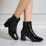 Snake Leather Women's Ankle Boots Autumn Winter Short Boots Women Shoes