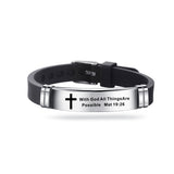 Cross Bible Christian Men Bracelet Adjustable Length Silicone Bangles