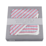 Candy Stripe Hooded Towel and Washcloth Set