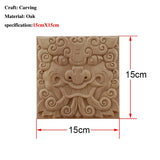 Chinese Dragon and Phoenix Mascot Unpainted Retro Line Wood Decals