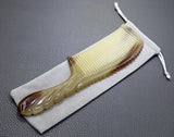 7.87 Inch Natural Tibetan Plateau Yak Horn Comb Round Handles Fine Tooth Comb Anti Static Hair Massage Brush