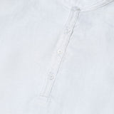 Summer Short sleeved Shirts Men 100% Linen White Solid Color Slim Fit Plus Size Collarless Tops