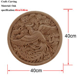 Chinese Dragon and Phoenix Mascot Unpainted Retro Line Wood Decals