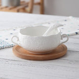 Guci the Soup Spoon With Ears Tray Soup Bowl Fanpen Deep  Bowl Ceramic Salad Bowl