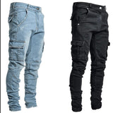 Everland OEM Zip Up Solid Color Customized Logo Classic Fashion New Jeans Men Side Pocket Small Foot Skinny Jeans