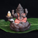 Creative Environmental Home Office Decor the Little Monk Censer India Lord Ganesha Ack-Flow Ceramic Incense Burner