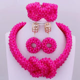 Chunky Women Royal Blue African Beads Bridal Jewelry Sets for Wedding Nigerian Beads Necklace Earrings Bracelet Set of Jewelry