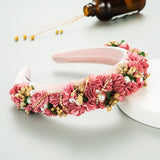 Baroque Hand Made Pearl Beading Gemstone Headband for Women