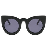 HINTON | S1066 - Women Round Cat Eye Oversize Sunglasses