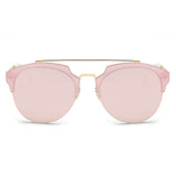 COROLLA | CA15 - Half Frame Mirrored Lens Horned Rim Sunglasses Circle