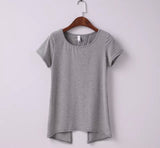 Sexy Brandy Melville AA Style Harajuku Camiseta Soft Back Slit Pullover T-Shirt Women Short Sleeve Tee dames kleding Top 3 Color