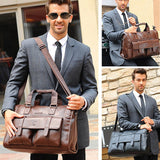 Men Leather Black Briefcase Business Handbag Messenger Bags