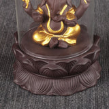 Backflow Incense Burner with Purple Sand and Buddha Golden Statue