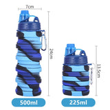 Portable Collapsible Silicone Water Bottle With Lid Camouflage