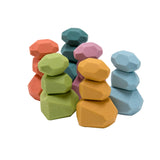 Baby Educational Toy Jenga Wooden Rainbow Stone Stacking Game