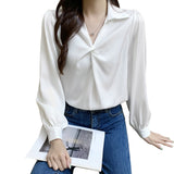 Spring Autumn Office Ladies Shirts Plain White