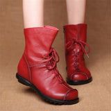 JIANBUDAN/ Genuine Leather Plush Women's Short Boots