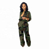 New Winter and Fall Loose Camouflage Long Sleeve Jumpsuit for Women