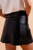 Leather Look Croc Mini Skirt in Black