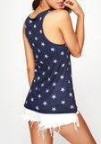 Women Plus Size Tank Tops American Flag Tanks Cropped 2018 Navy Blue Color O Neck Sleeveless Print Oversize Fashion Crop Tee