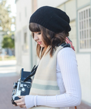 Stylish Black Waffle Knit Slouch Beanie