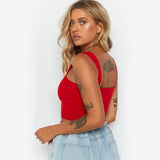 Polyester Summer Shirt Workout Crop Top Women's Black Tank Tops