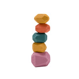 Baby Educational Toy Jenga Wooden Rainbow Stone Stacking Game