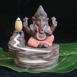 Creative Environmental Home Office Decor the Little Monk Censer India Lord Ganesha Ack-Flow Ceramic Incense Burner