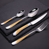 Kitchen Tableware Gold Cutlery Set Stainless Steel Cutlery Set Gold Fork