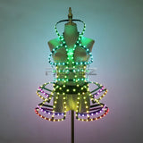 Full Color Digital LED Cage Clothing Suit Light Up Luminous Costumes Sexy Girl Tutu Ballet Dancing LED Hollowed-Out Dress