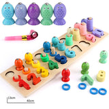 Montessori Educational Wooden Puzzles for Baby Learn to Count Function with Matching Geometric Figures