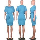 Fall Fashion Ladies Bodycon Plus Summer Dress Short Size Sleeve Women Office Dresses