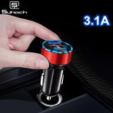 Suhach Dual USB Car Charger Adapter 3.1A Digital LED Voltage/Current Display Auto Vehicle Metal Charger for Smart Phone/Tablet