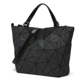 Luminous Hologram Geometry Tote Quilted Shoulder Crossbody Handbag for Women