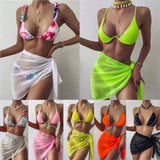 2021 Sexy Women Chiffon Swimwear Pareo Scarf Cover Up Wrap Kaftan Sarong Beach Wear 18 Color Bikinis Cover Ups Sexy Skirts