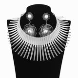 UDDEIN African Vintage Gold Torque Choker Necklace & Pendant Set