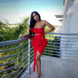 A2830 New Design Red Mini Bow Design Two Piece Skirt Set Girls Dress Sets Women