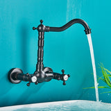 Rozi Wall-Mounted Dual Handle Black Basin for Bathrooms