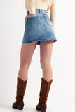 Distressed Hem Denim Mini Skirt
