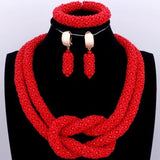 Chunky Women Royal Blue African Beads Bridal Jewelry Sets for Wedding Nigerian Beads Necklace Earrings Bracelet Set of Jewelry