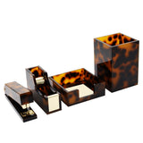 Office Supplies Table Organizer Set Acrylic Brown Leopard Desktop Accessories