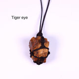Natural Crystal Quartz Necklace Pocket Pendant with Weave Rope Net