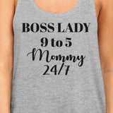 Boss Lady Mommy Women's Grey Sleeveless Shirt Funny Gift for Wife
