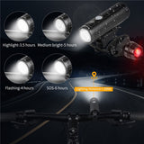 WEST BIKING 2000mAh 350LM Bike Light Waterproof Anti-Glare MTB Bicycle Lamp USB Rechargeable LED Cycling Headlight Taillight