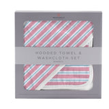 Candy Stripe Hooded Towel and Washcloth Set