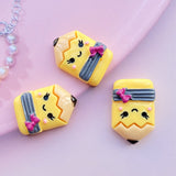8pcs/Lot Hand Painted Kawaii Resin Mixed Mini Stationery Flatback Cabochons for Hair Bow Centers DIY Scrapbooking Decor