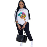 Fall Clothing for Women Print Women Two Piece Set O-Neck Casual 2 Piece Set Long Sleeve Two-Piece Set